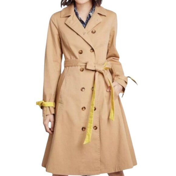 ModCloth Imagination Khaki Yellow Trench Coat I Size: M - Picture 1 of 16